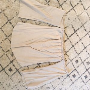 Off the shoulder neutral shirt with bell sleeves